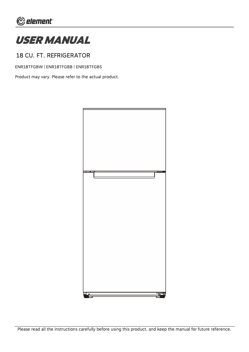 Image de la première page du manuel de l'appareil ENR18TFGBB