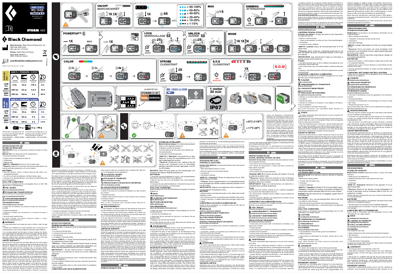 Page 1 de la notice Manuel utilisateur Black Diamond Storm 450