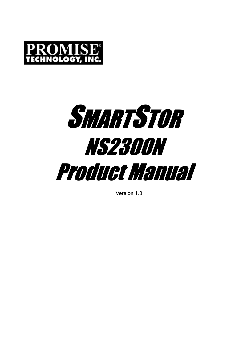 Image de la première page du manuel de l'appareil SmartStor NS2300N