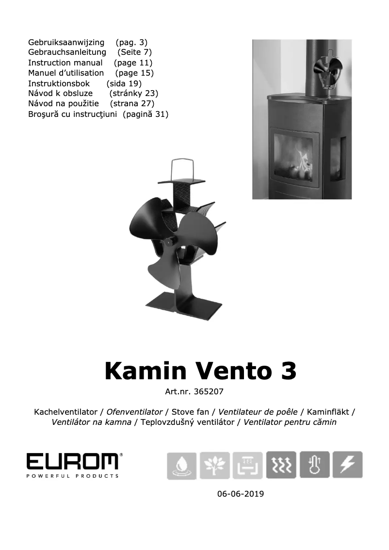 Image de la première page du manuel de l'appareil Kamin Vento 3