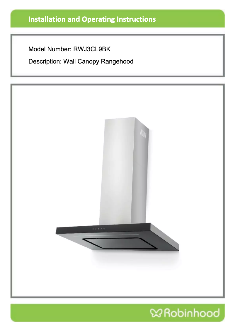 Page 1 de la notice Manuel utilisateur Robinhood RWJ3CL9BK