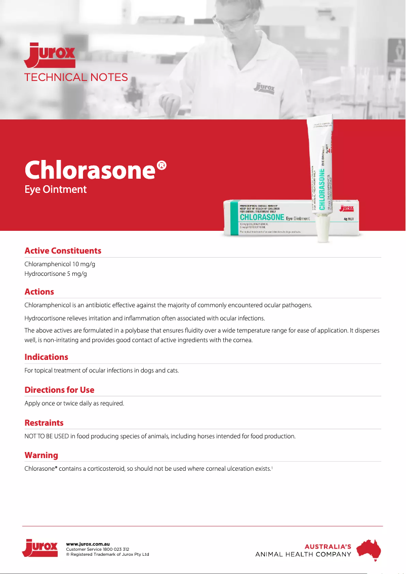 Page n°1 - Manuel utilisateur Jurox Chlorasone