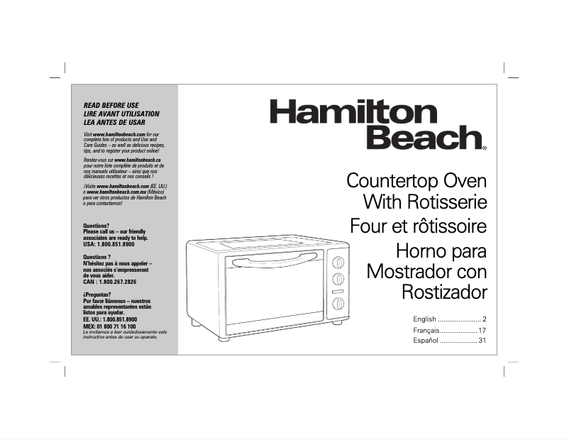 Page n°1 - Manuel utilisateur Hamilton Beach 31103