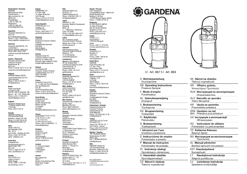 Page 1 de la notice Manuel utilisateur Gardena 867