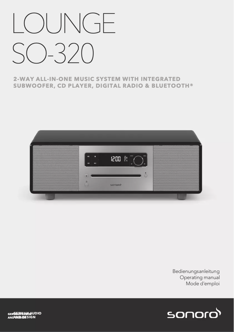 Page 1 de la notice Manuel utilisateur Sonoro Lounge SO-320