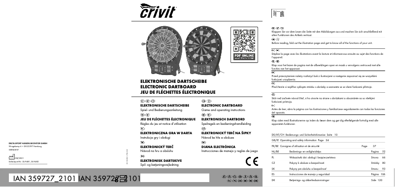 Page 1 de la notice Manuel utilisateur Crivit IAN 338489