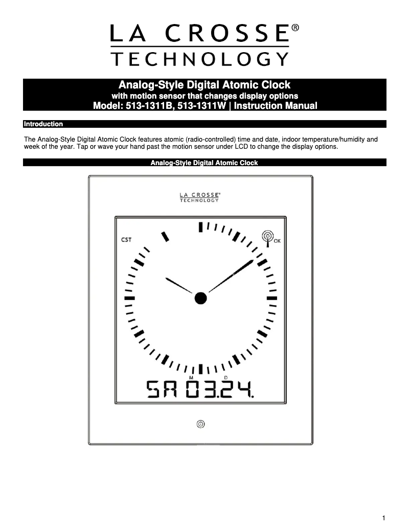 Page n°1 - Manuel utilisateur La Crosse Technology 513-1311W