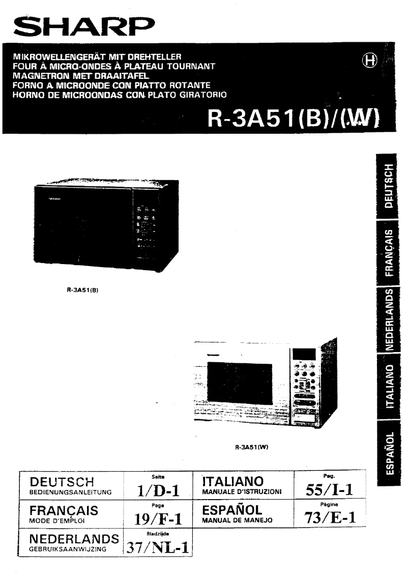Page n°1 - Manuel utilisateur Sharp R-3A51W