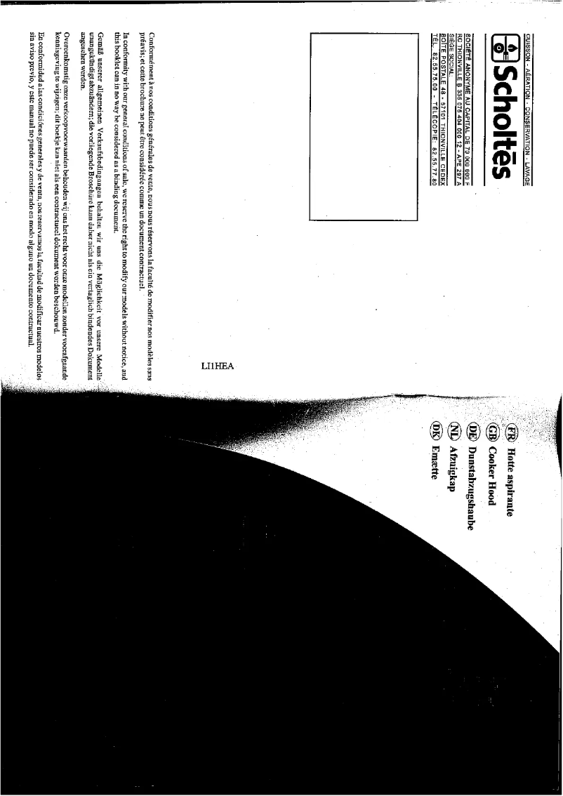 Page 1 de la notice Manuel utilisateur Scholtès HC 6060