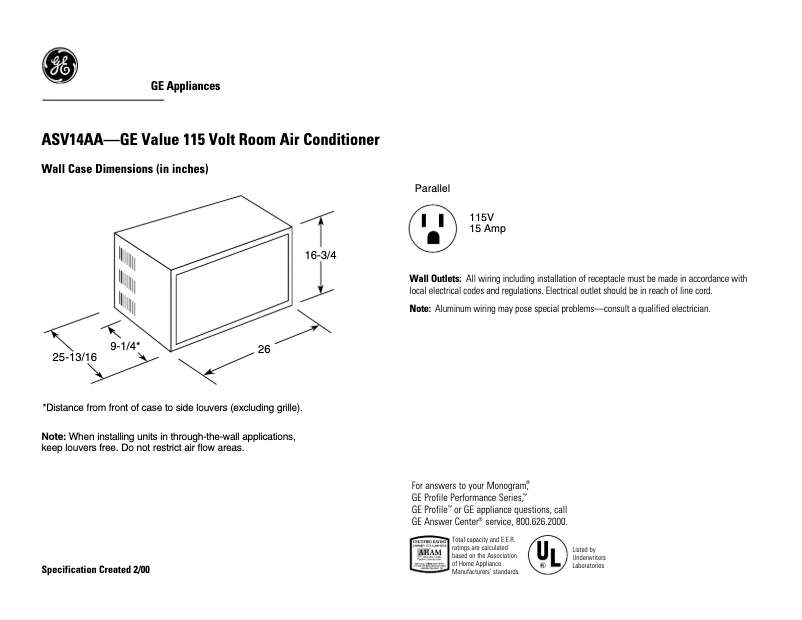 First page image of the manual for ASV14AA