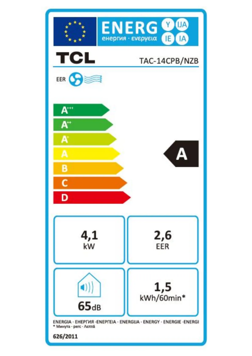 Page n°1 - Label énergétique TCL TAC-14CPB/NZW