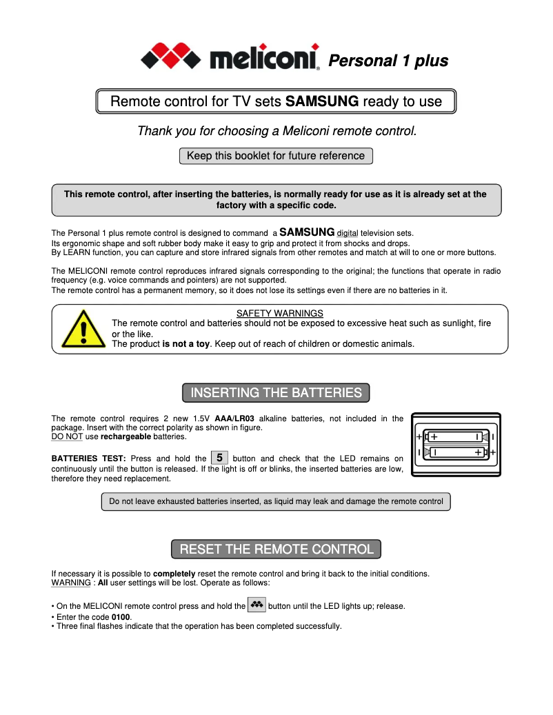 Image de la première page du manuel de l'appareil Personal 1 plus