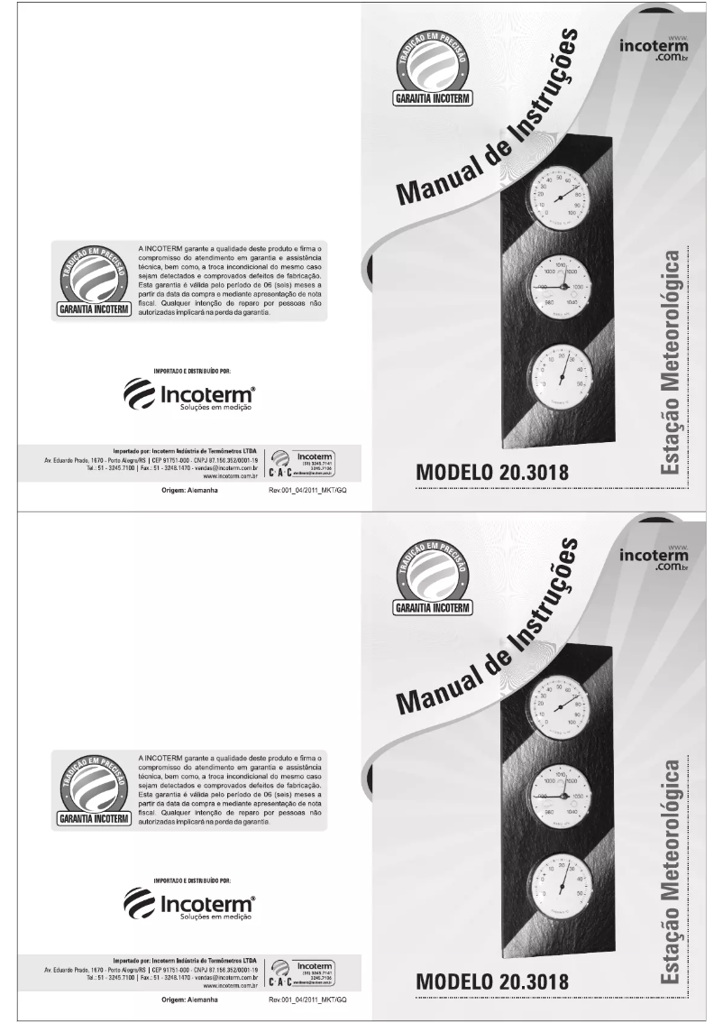 Page 1 de la notice Manuel utilisateur Incoterm 20.3018