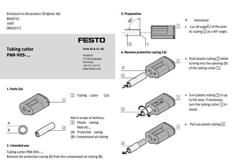 Page n°1 - Manuel utilisateur Festo PAN-V0S-8