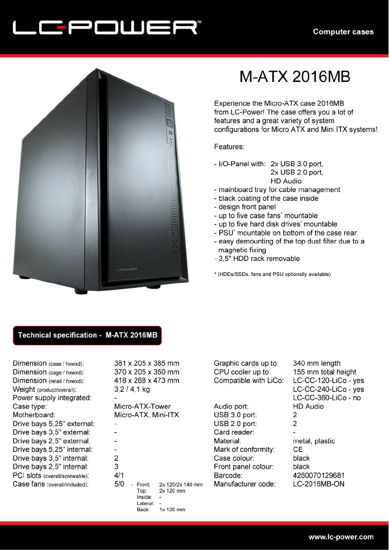 Image de la première page du manuel de l'appareil M-ATX Case 2016MB