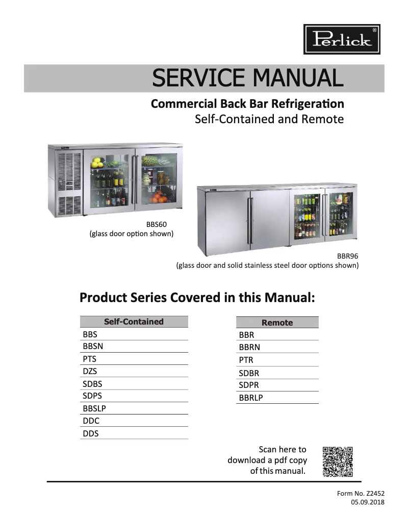 Page 1 de la notice Manuel utilisateur Perlick DDS108