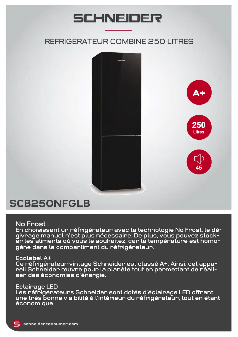 Página 1 del manual Ficha técnica Schneider SCB250NFGL