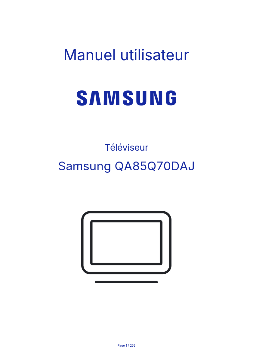 Page n°1 - Manuel utilisateur Samsung QA85Q70DAJ