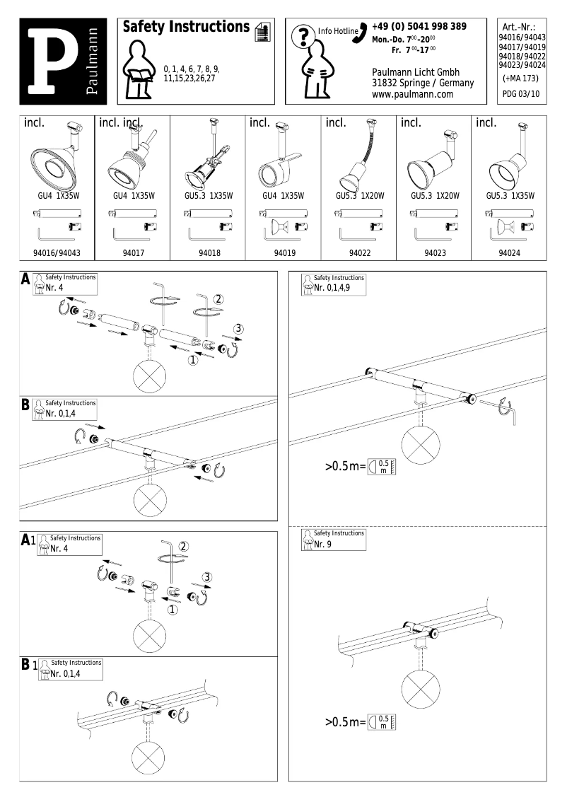 Page 1 de la notice Manuel utilisateur Paulmann Tangens 940.18