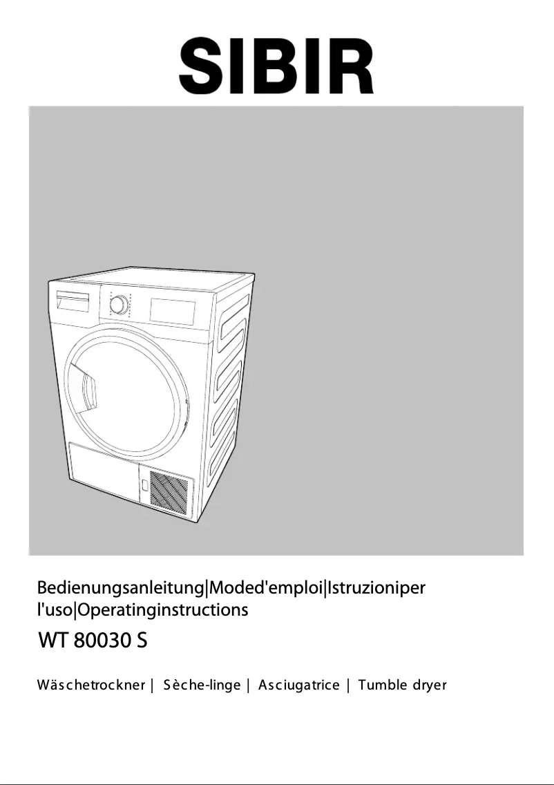 Page n°1 - Manuel utilisateur SIBIR WT 80030 S