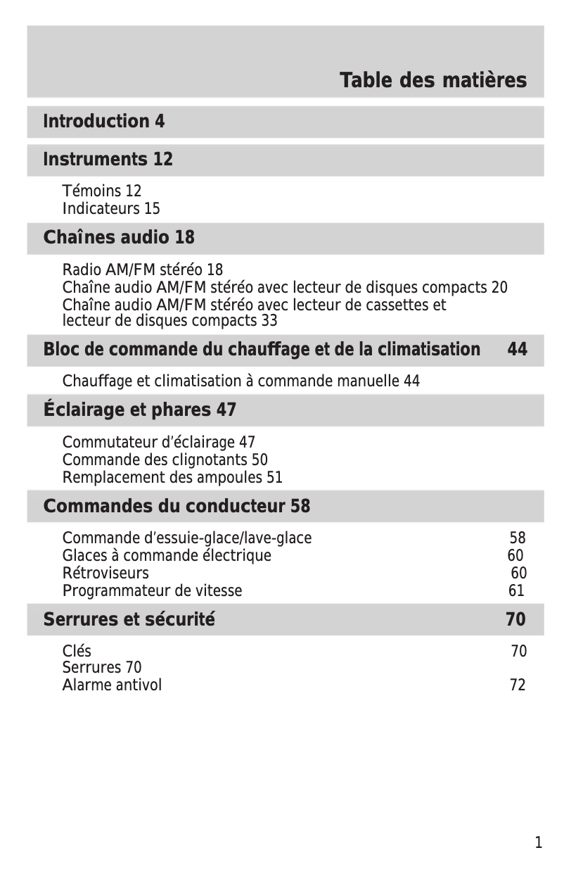 Page n°1 - Manuel utilisateur Ford Ranger (2003)
