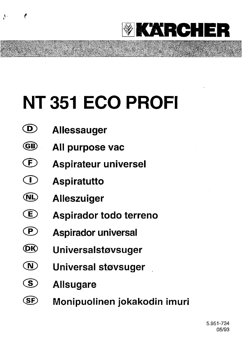 Page n°1 - Manuel utilisateur Kärcher NT 351 ECO PROFI