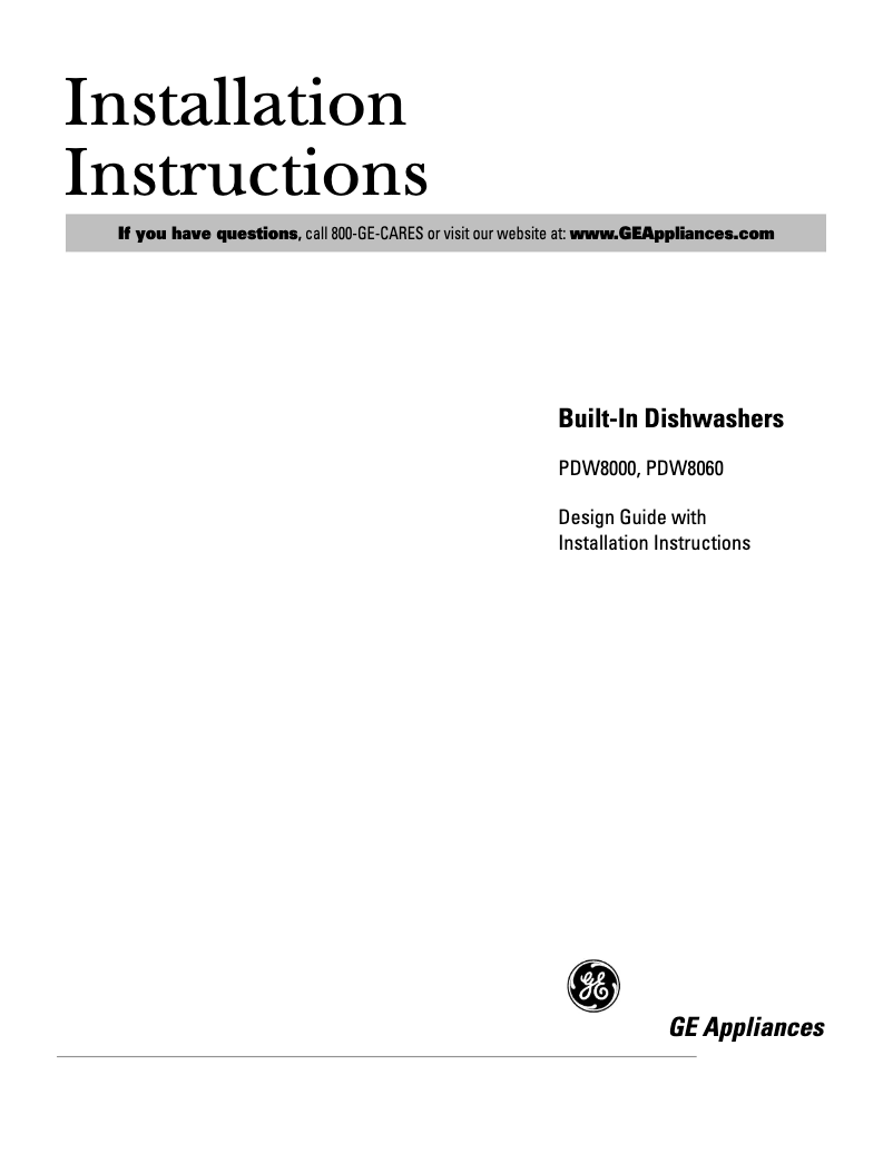 Image de la première page du manuel de l'appareil Profile PDW8000GWW