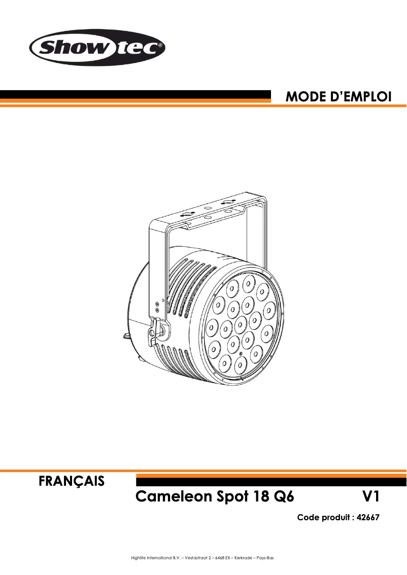 Page 1 de la notice Manuel utilisateur Showtec Cameleon Spot 18 Q6