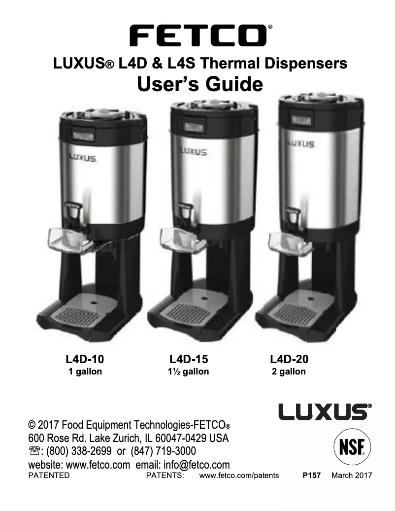 Page n°1 - Manuel utilisateur Fetco Luxus L4D-10