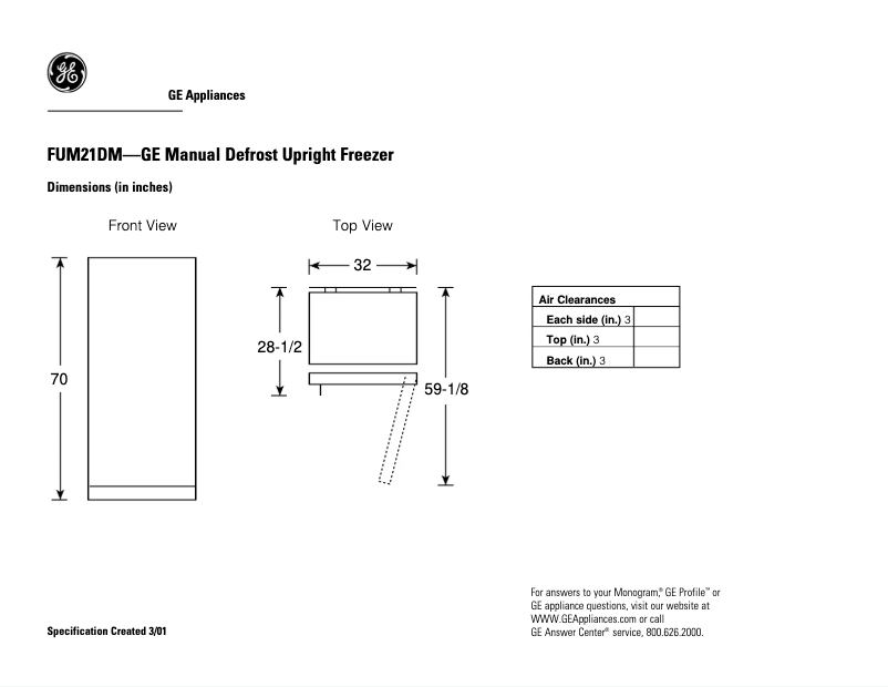 Page n°1 - Fiche technique GE FUM21DMRWH