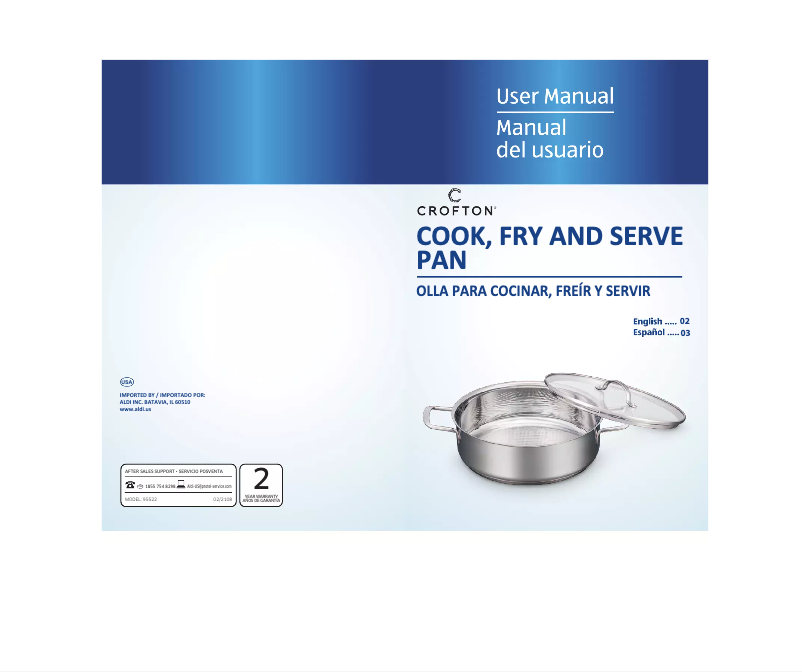 Image de la première page du manuel de l'appareil Cook Fry and Serve Pan 95522