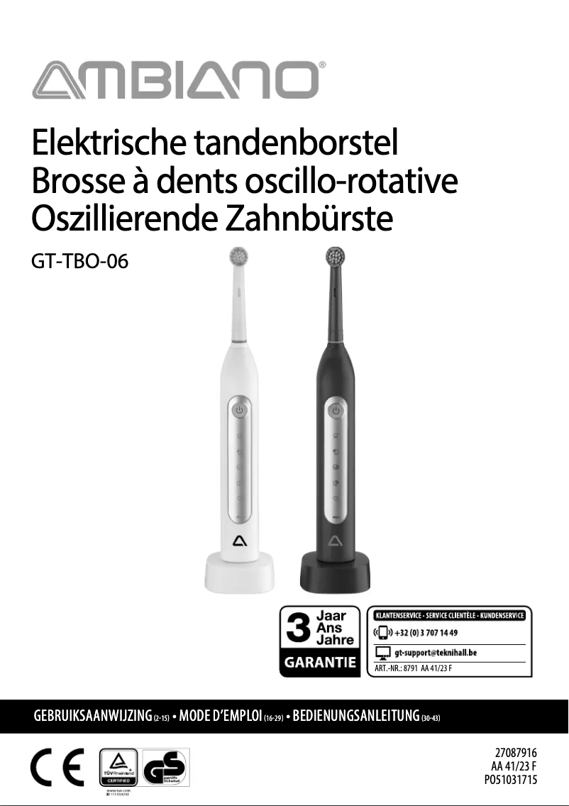 Page 1 of the manual User Manual Ambiano GT-TBO-06