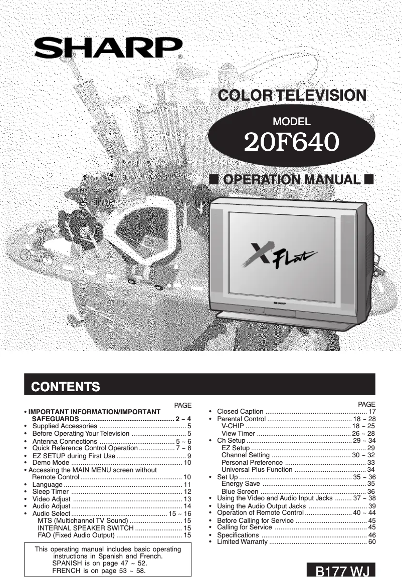 Page 1 de la notice Manuel utilisateur Sharp 20F640