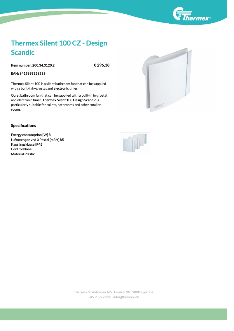 Page n°1 - Fiche technique Thermex Silent 100 CZ