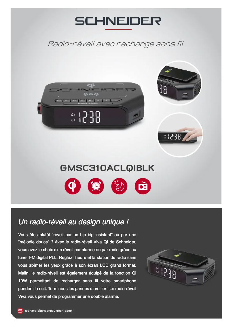 Page 1 de la notice Fiche technique Schneider Viva GMSC310ACLQIBLK