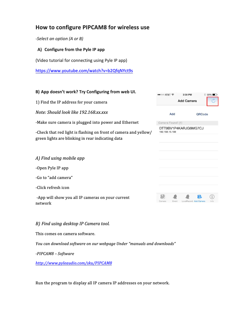 Image de la première page du manuel de l'appareil PIPCAM8