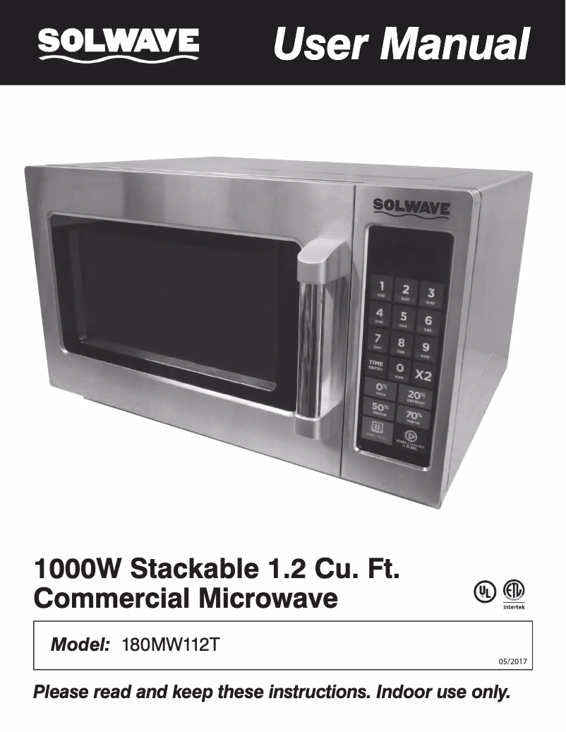 Page 1 de la notice Manuel utilisateur Solwave 180MW112T