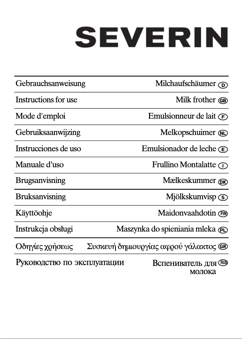 Page n°1 - Manuel utilisateur Severin SM 9489