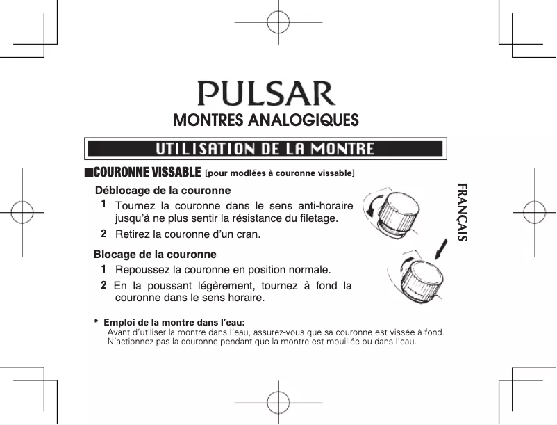 Page n°1 - Manuel utilisateur Pulsar VJ42