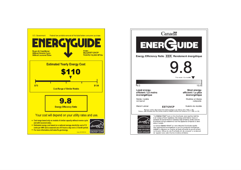 Page 1 de la notice Label énergétique Haier EST12VCP
