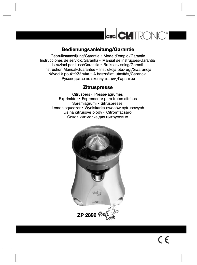 Page 1 de la notice Manuel utilisateur Clatronic ZP 2896