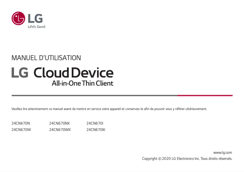 Page n°1 - Manuel utilisateur LG 24CN670N