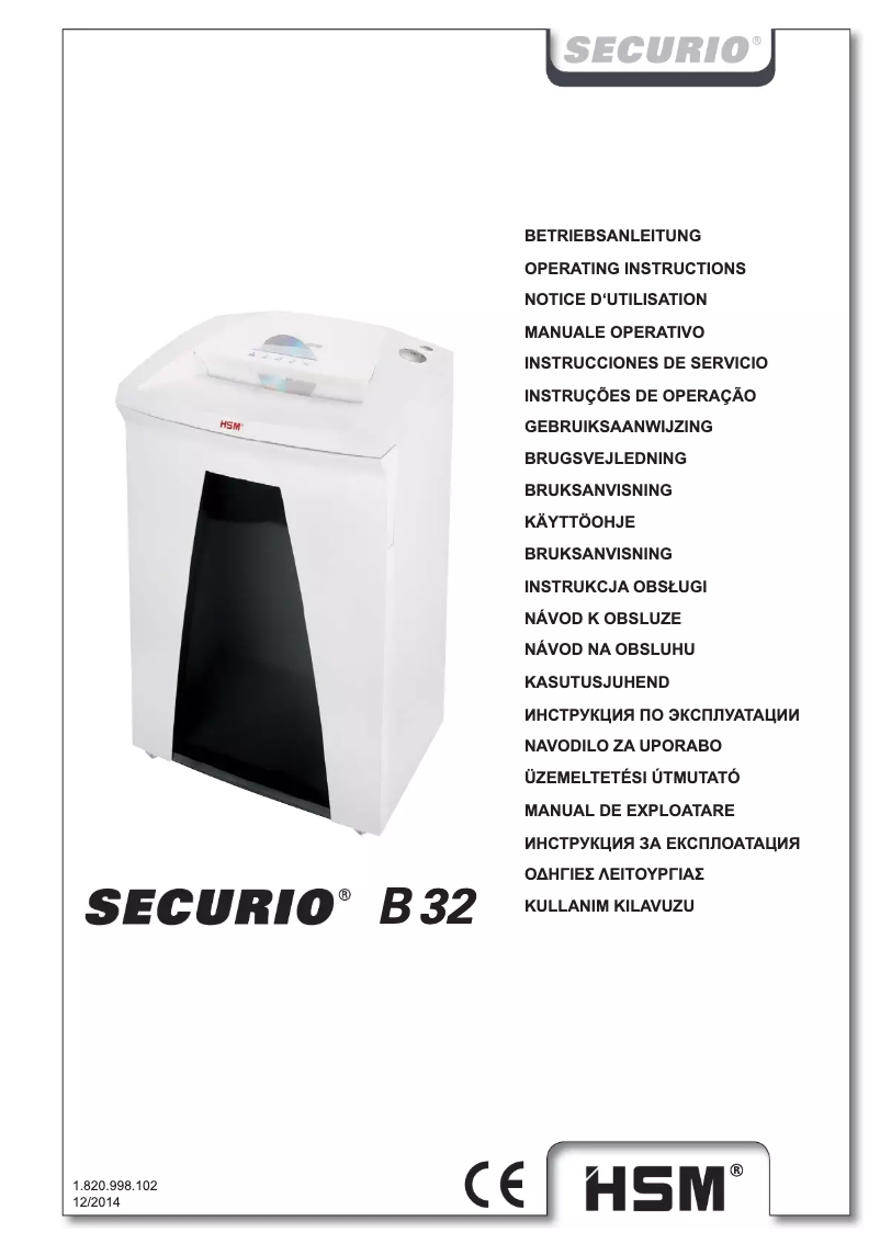 Page 1 de la notice Manuel utilisateur HSM Securio B32 1.9 x 15mm