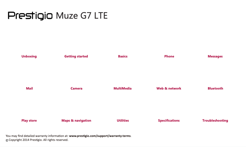 Page n°1 - Manuel utilisateur Prestigio Wize Muze G7 LTE