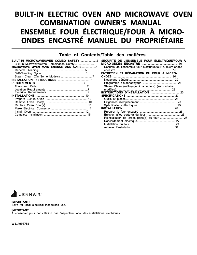 Page 1 de la notice Manuel utilisateur Jenn-Air JMW2427LL