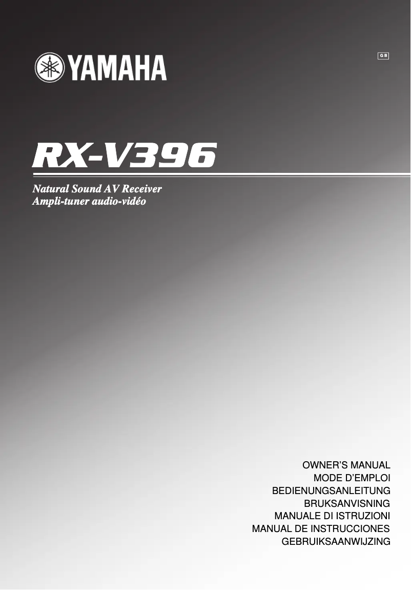 Page n°1 - Manuel utilisateur Yamaha RX-V396RDS