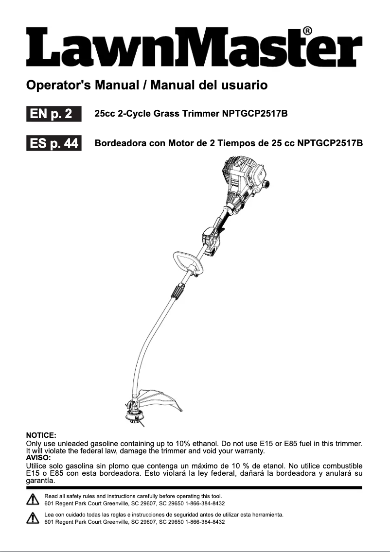 Image de la première page du manuel de l'appareil NPTGCP2517B