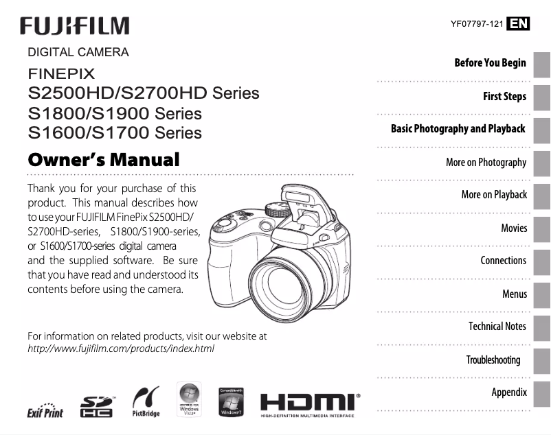 Page n°1 - Manuel utilisateur Fujifilm FinePix S2550HD