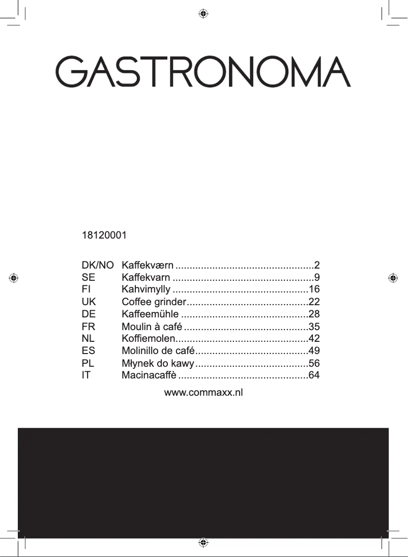 Imagen de la primera página del manual del dispositivo 18120001