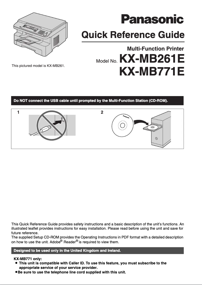 Page n°1 - Manuel utilisateur Panasonic KX-MB261E